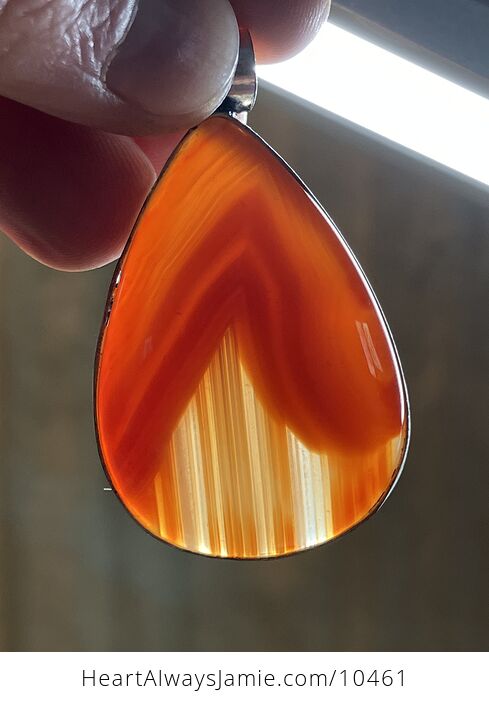 Orange Sardonyx Crystal Stone Pendant Charm - #nJPuK7MpUYc-6