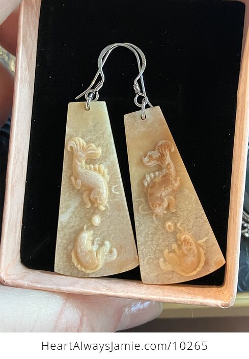 Orange Stone Koi Carp Pisces Fish Earrings Jewelry - #9h2brzzfo0s-1