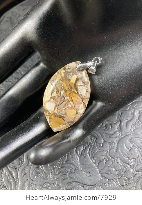 Orange Tan Beige and Yellow Brecciated Mookaite Stone Pendant Jewelry - #7V555r3hpUA-7