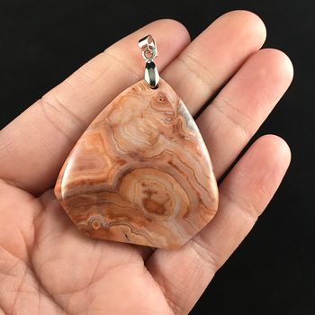 Orange Triangle Shaped Mexican Crazy Lace Agate Stone Jewelry Pendant #9SctOW2wWxE