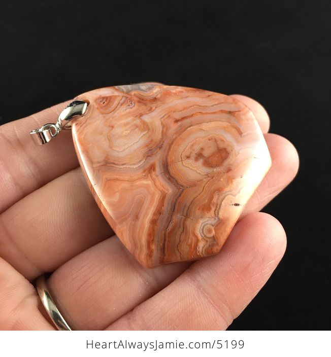 Orange Triangle Shaped Mexican Crazy Lace Agate Stone Jewelry Pendant - #9SctOW2wWxE-4