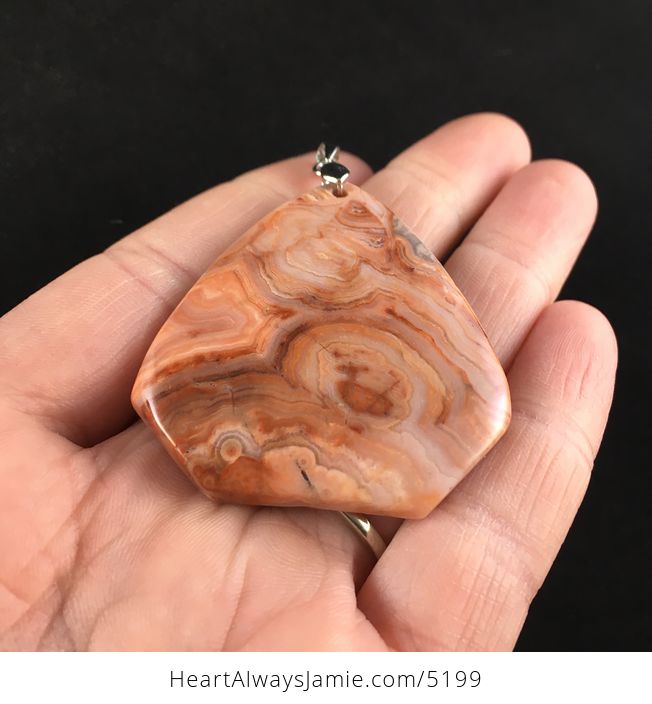 Orange Triangle Shaped Mexican Crazy Lace Agate Stone Jewelry Pendant - #9SctOW2wWxE-2
