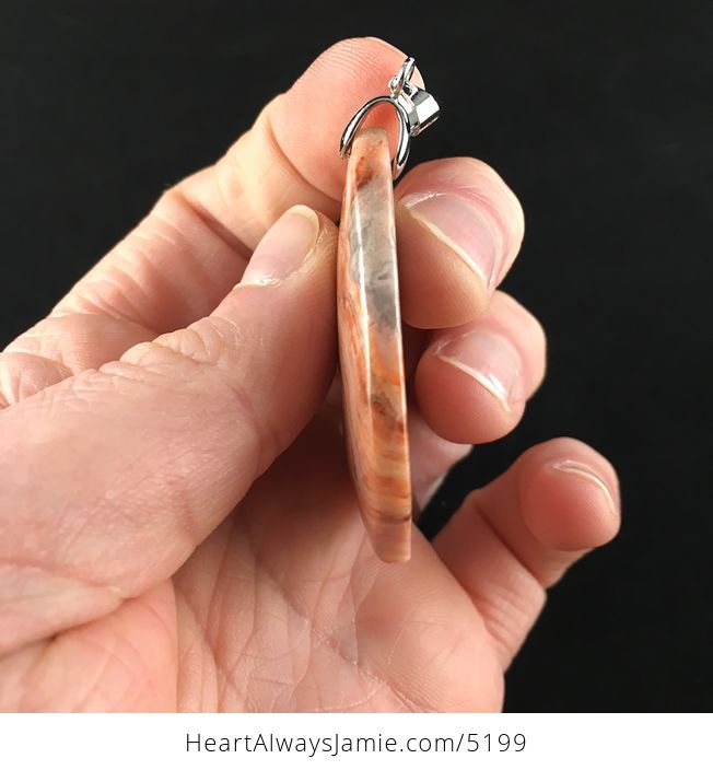 Orange Triangle Shaped Mexican Crazy Lace Agate Stone Jewelry Pendant - #9SctOW2wWxE-5