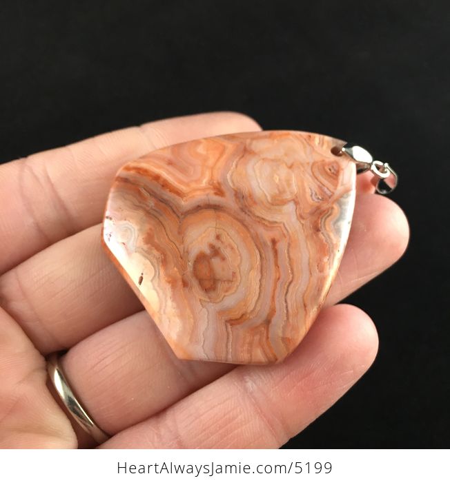Orange Triangle Shaped Mexican Crazy Lace Agate Stone Jewelry Pendant - #9SctOW2wWxE-3