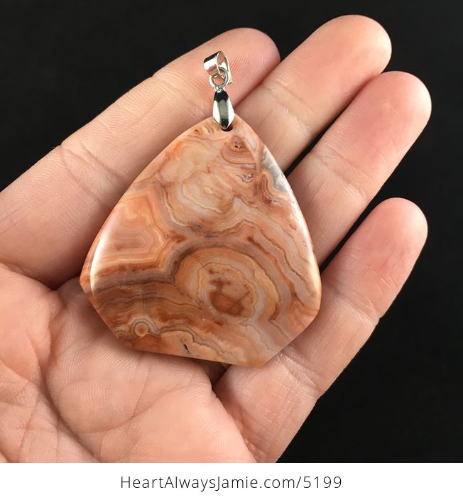 Orange Triangle Shaped Mexican Crazy Lace Agate Stone Jewelry Pendant - #9SctOW2wWxE-1