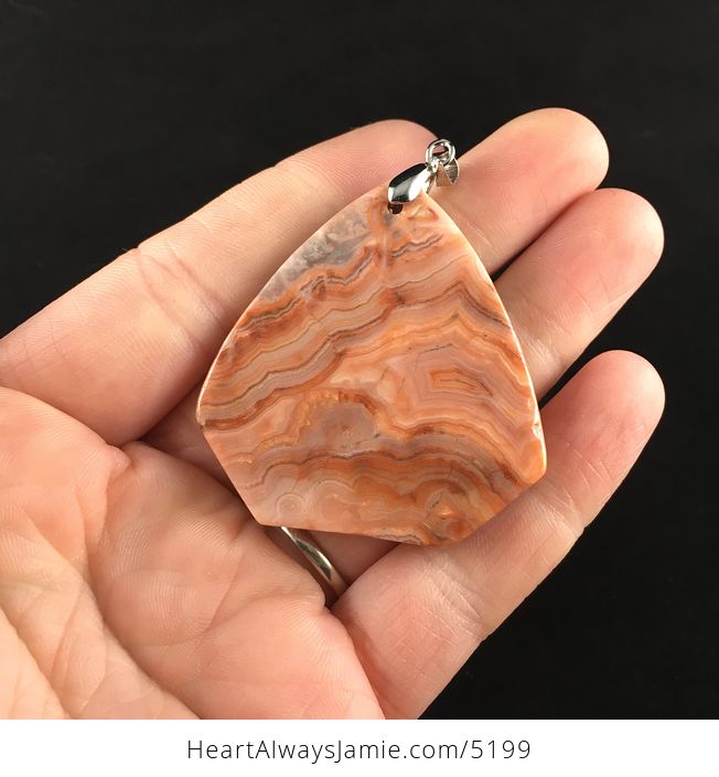 Orange Triangle Shaped Mexican Crazy Lace Agate Stone Jewelry Pendant - #9SctOW2wWxE-6