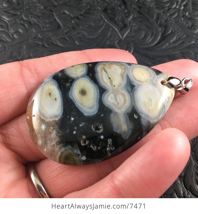 Orefield Ocean Jasper Stone Jewelry Pendant - #IwCEnSydvbk-3
