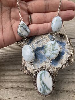 Oregon Owyhee Blue Opal and Moss Agate Necklace #iRfHBry19RE