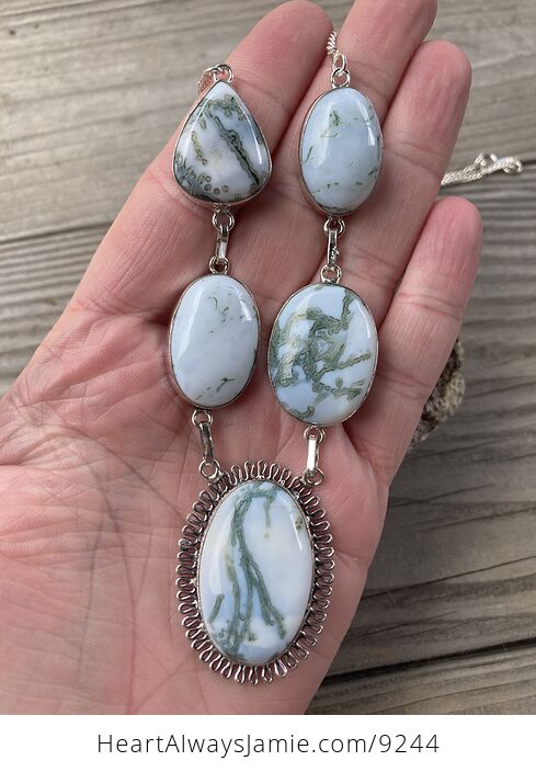Oregon Owyhee Blue Opal and Moss Agate Necklace - #iRfHBry19RE-4