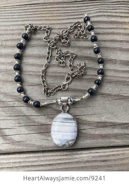 Oregon Owyhee Blue Opal and Onyx Stone Necklace - #3QS9i9MlSnY-3