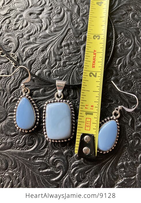 Oregon Owyhee Blue Opal Crystal Stone Jewelry Earrings and Necklace Set - #CKVG4h52Fv0-7