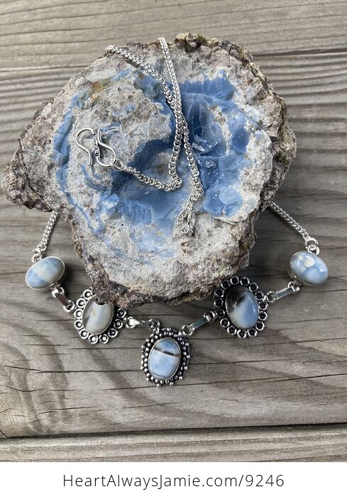 Oregon Owyhee Blue Opal Necklace - #YpgQSQkm4q8-3