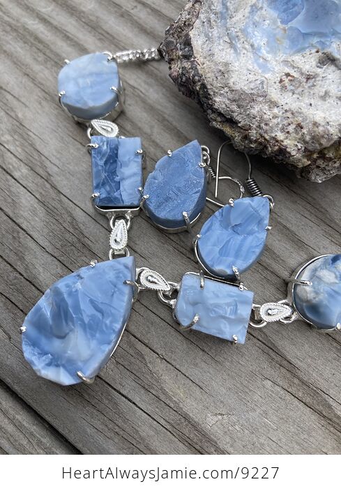 Oregon Owyhee Blue Opal Necklace and Earring Jewelry Set - #6727FB84VB4-3