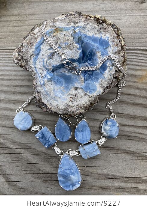 Oregon Owyhee Blue Opal Necklace and Earring Jewelry Set - #6727FB84VB4-1