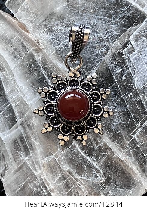 Ornate Carnelian Crystal Stone Jewelry Pendant - #9JwxNaCObdg-8