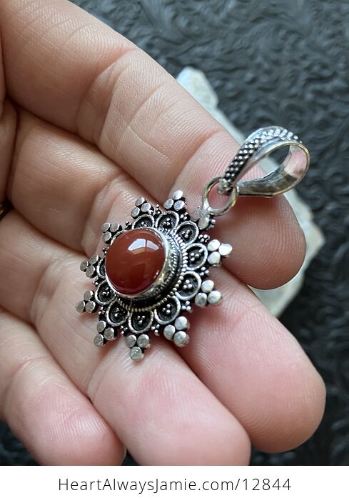 Ornate Carnelian Crystal Stone Jewelry Pendant - #9JwxNaCObdg-4