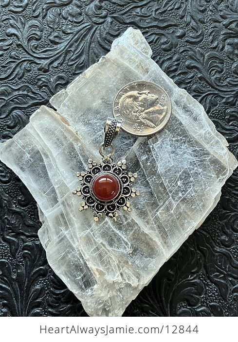 Ornate Carnelian Crystal Stone Jewelry Pendant - #9JwxNaCObdg-7