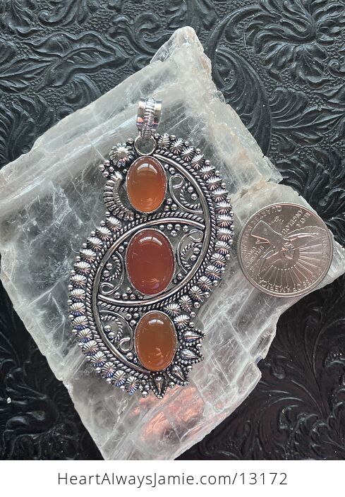 Ornate Carnelian Crystal Stone Jewelry Pendant - #PJHXmminJfE-6