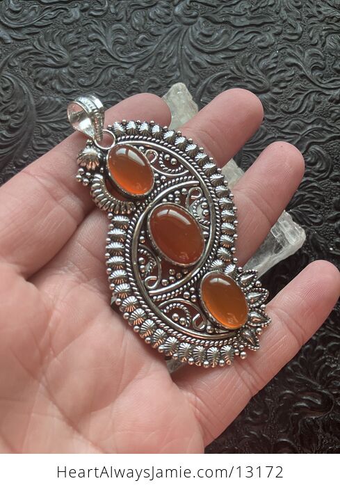 Ornate Carnelian Crystal Stone Jewelry Pendant - #PJHXmminJfE-3