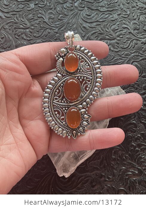 Ornate Carnelian Crystal Stone Jewelry Pendant - #PJHXmminJfE-2