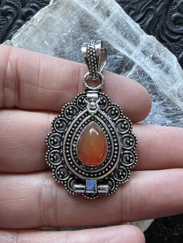 Ornate Carnelian Locket Keepsake Box Pendant Crystal Stone Jewelry #iEQH8NNlwHk
