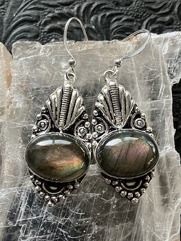 Ornate Labradorite Stone Crystal Jewelry Earrings #MR5HFjdBO58
