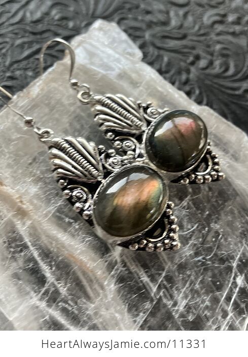 Ornate Labradorite Stone Crystal Jewelry Earrings - #MR5HFjdBO58-3