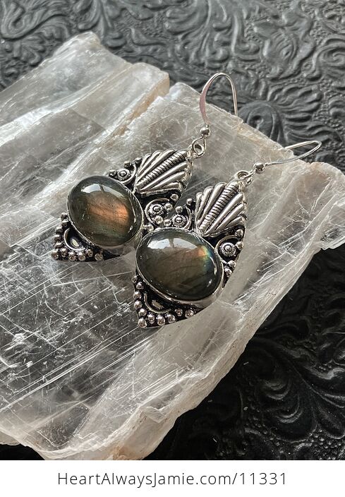 Ornate Labradorite Stone Crystal Jewelry Earrings - #MR5HFjdBO58-4