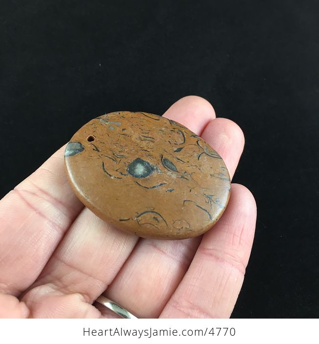 Oval Brown Elephant Skin Jasper Stone Jewelry Pendant - #VZRwLd5ZM8o-3