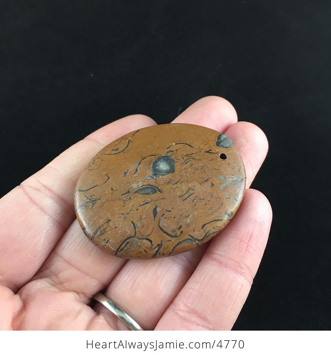 Oval Brown Elephant Skin Jasper Stone Jewelry Pendant - #VZRwLd5ZM8o-4