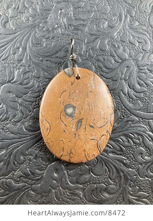 Oval Brown Elephant Skin Jasper Stone Jewelry Pendant Ornament - #Kvd0UjxNDB0-4