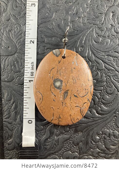 Oval Brown Elephant Skin Jasper Stone Jewelry Pendant Ornament - #Kvd0UjxNDB0-5