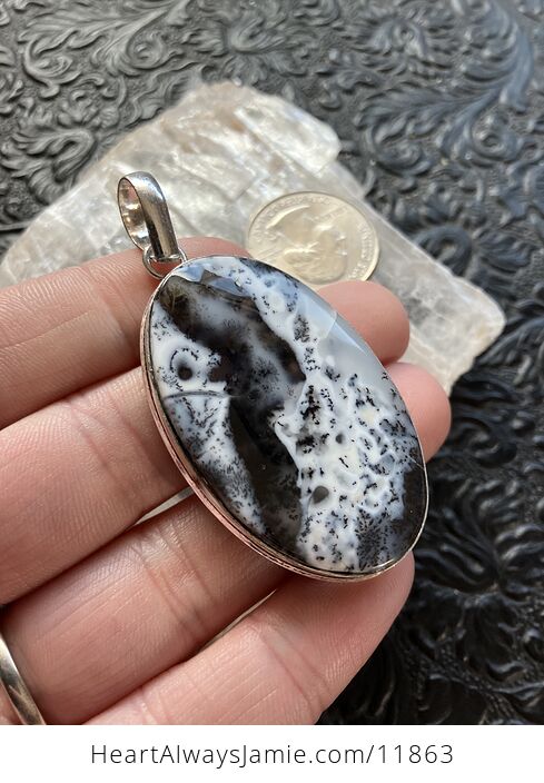 Oval Dendritic Opal Crystal Stone Jewelry Pendant - #yfUFlVlmbGw-5