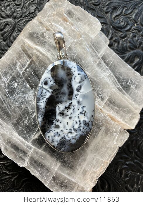 Oval Dendritic Opal Crystal Stone Jewelry Pendant - #yfUFlVlmbGw-2