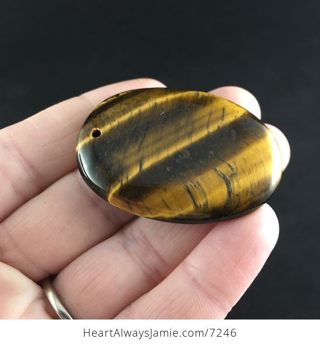 Oval Golden Yellow Tigers Eye Stone Jewelry Pendant - #jDaaWwEVkw0-3