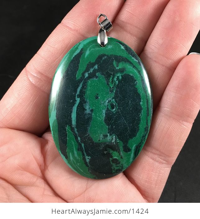 Oval Green Synthetic Stone Pendant - #DmVte1lXFaM-1