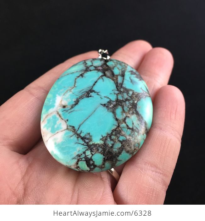 Oval Green Synthetic Turquoise Stone Jewelry Pendant - #R580kzr1bm0-2