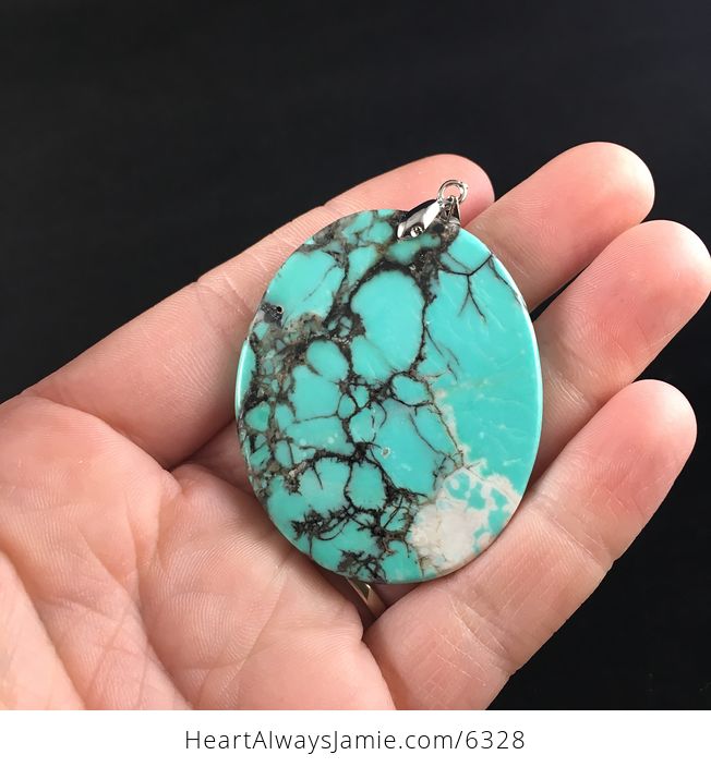 Oval Green Synthetic Turquoise Stone Jewelry Pendant - #R580kzr1bm0-6