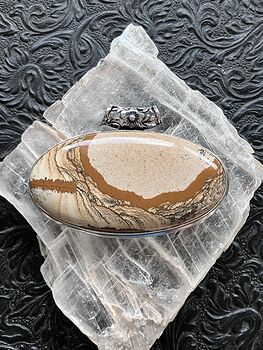 Oval Landscape Picture Jasper Stone Crystal Jewelry Pendant #UrGTUjgkEDM