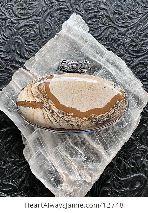 Oval Landscape Picture Jasper Stone Crystal Jewelry Pendant - #UrGTUjgkEDM-1