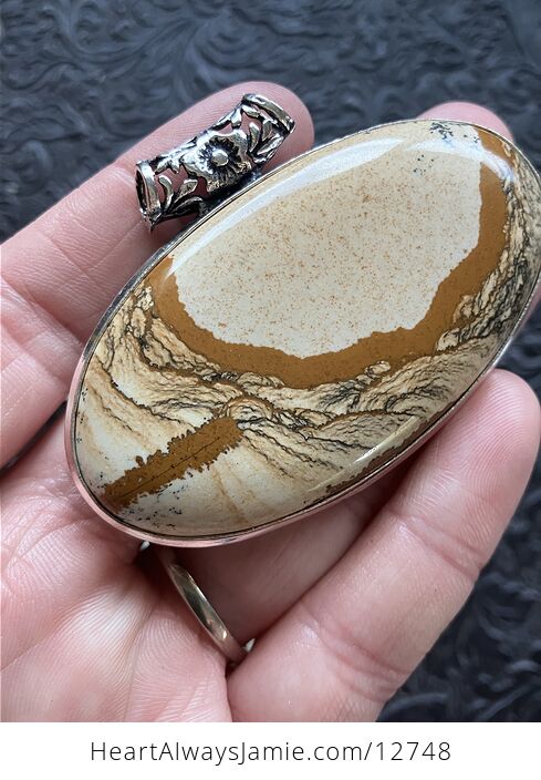 Oval Landscape Picture Jasper Stone Crystal Jewelry Pendant - #UrGTUjgkEDM-3