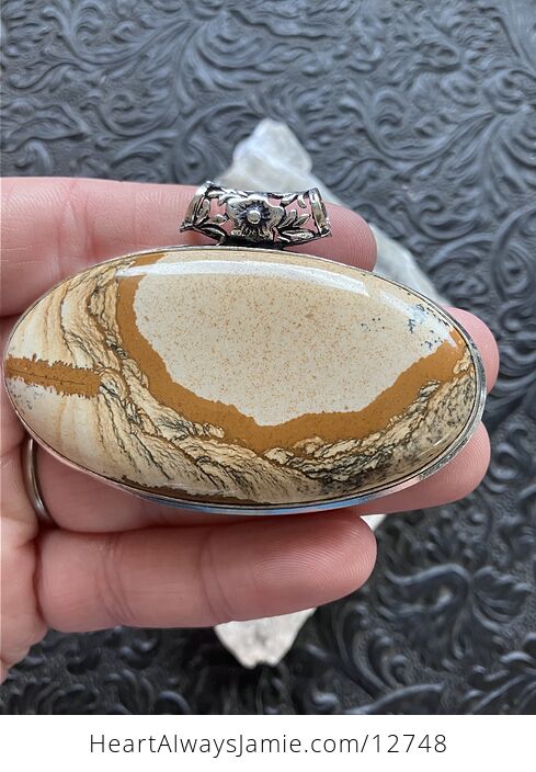 Oval Landscape Picture Jasper Stone Crystal Jewelry Pendant - #UrGTUjgkEDM-4