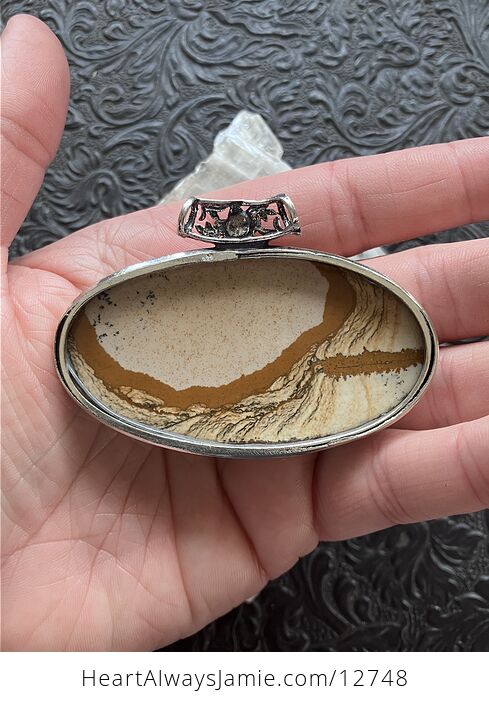 Oval Landscape Picture Jasper Stone Crystal Jewelry Pendant - #UrGTUjgkEDM-6