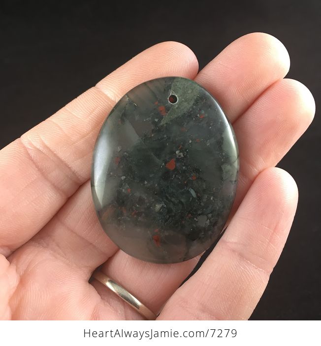 Oval Natural African Bloodstone Cherry Orchard Jasper Septinite Stone Jewelry Pendant - #QDY2hBqhA1g-1