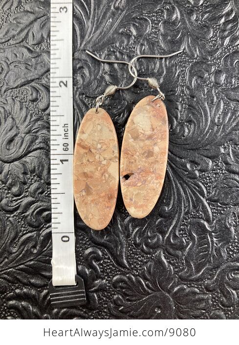 Oval Natural Mexican Brecciated Jasper Crystal Stone Jewelry Earrings - #sMQRlA5Wm20-4