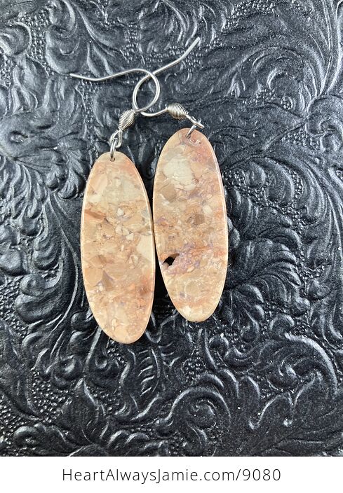 Oval Natural Mexican Brecciated Jasper Crystal Stone Jewelry Earrings - #sMQRlA5Wm20-3