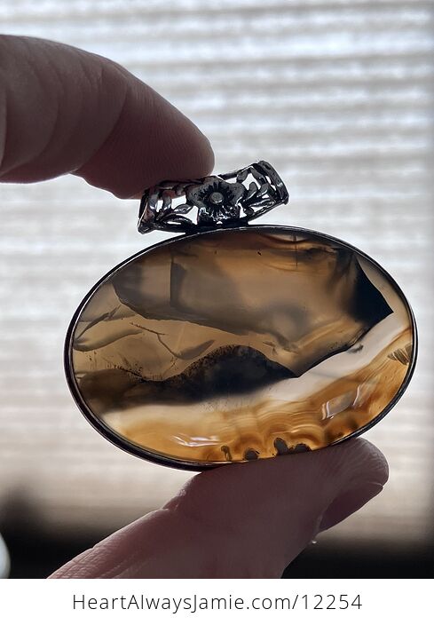 Oval Natural Montana Agate Crystal Stone Jewelry Pendant - #voebAOMnsJA-1