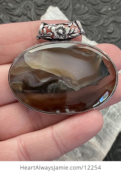 Oval Natural Montana Agate Crystal Stone Jewelry Pendant - #voebAOMnsJA-3