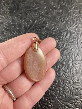 Oval Peach Moonstone and Rose Gold Crystal Stone Jewelry Pendant #leic99tdkDQ