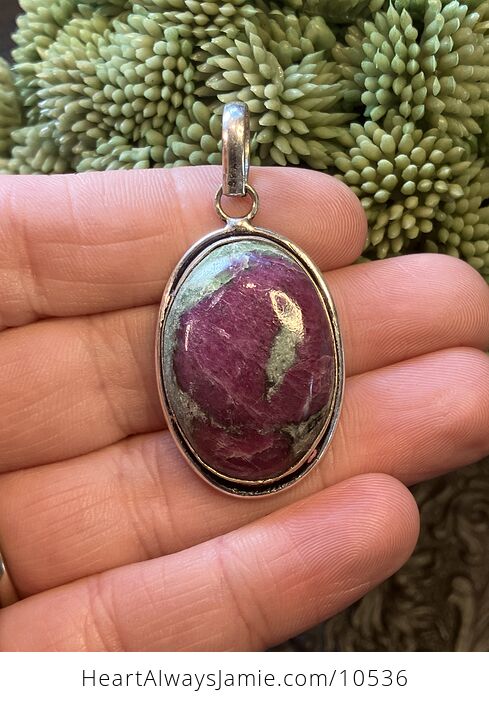 Oval Ruby in Zoisite Handcrafted Stone Jewelry Crystal Pendant - #xLuRiD7lvF0-1